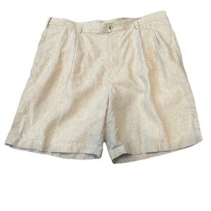 Jos A Bank 100% Linen Shorts Mens 42 Travelers Collection Pleated BEIGE